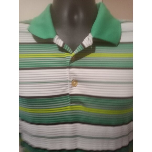 Nike Golf Tour Performance Green Gray Striped Dri Fit Casual Polo Shirt Large L - Picture 3 of 14